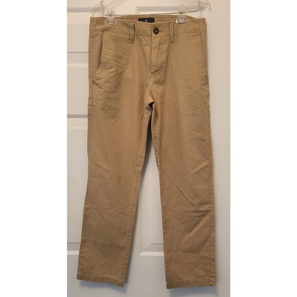 American Eagle Outfitters Women Juniors Size 3 28x30 Brown Khaki's Slim Straight - Picture 12 of 12